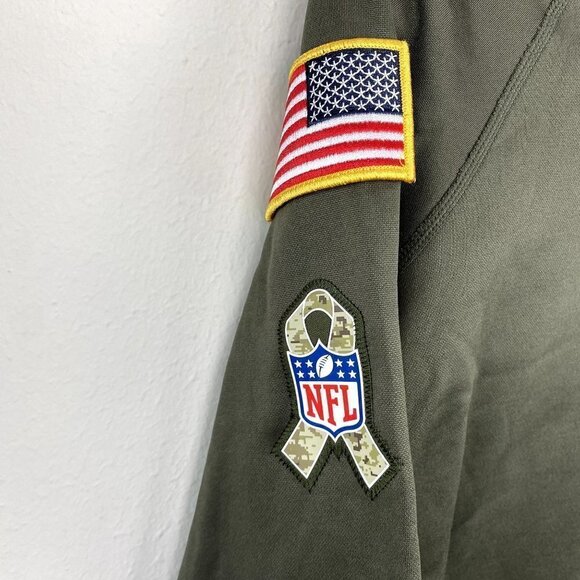 Nike Eagles Salute to Service Sideline Therma Pullover Hoodie Olive S - Picture 4 of 8